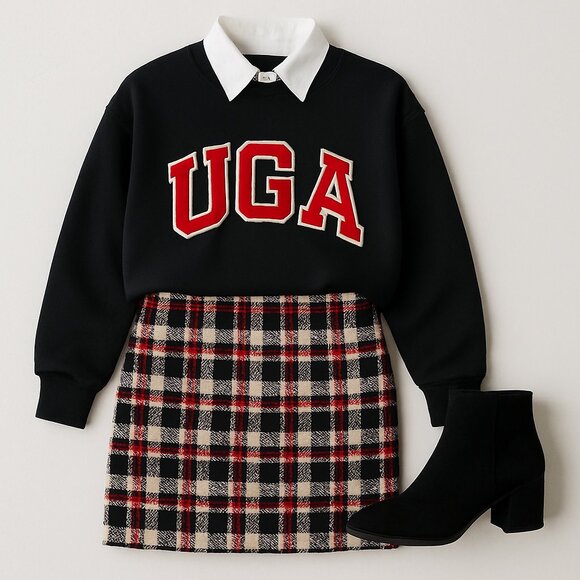 Ann Taylor Dresses & Skirts - Vintage Ann Taylor Black Red Cream Plaid Wool Skirt 12 Preppy Gameday Academia